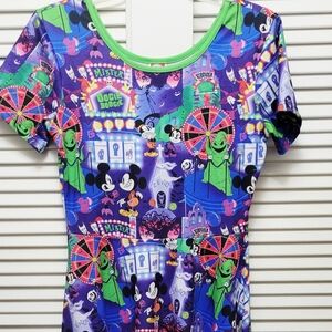 The Goofy Boutique Purple Halloween Print Dress with Bright Trim